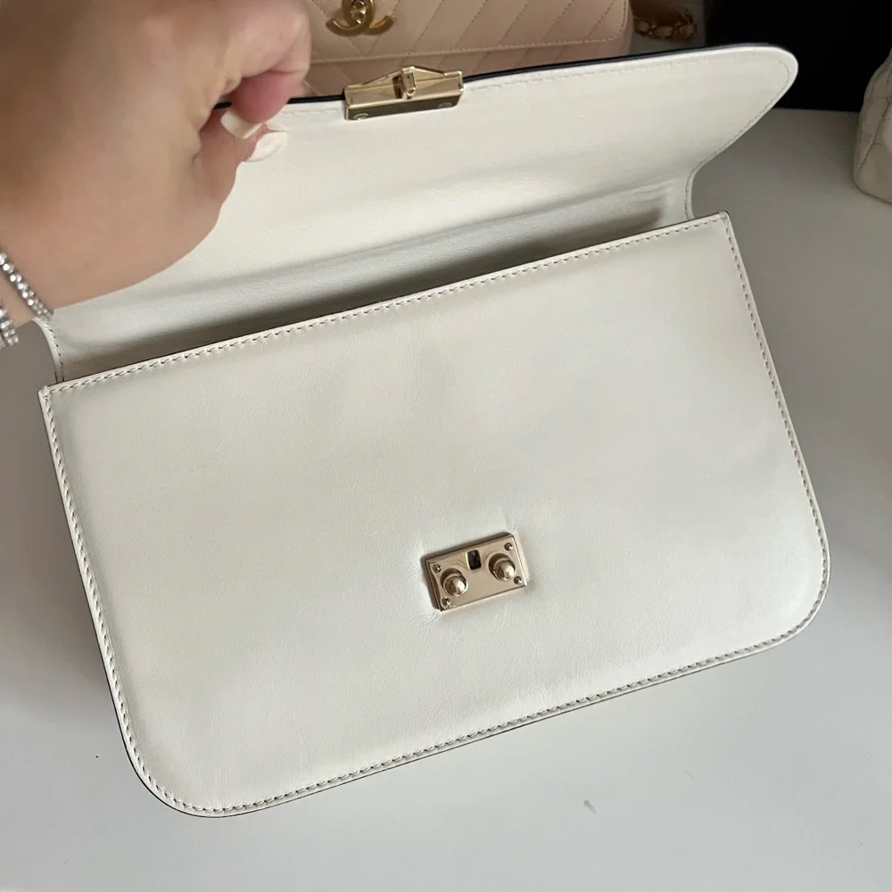 Valentino Garavani Medium White Glam Lock Flap Bag